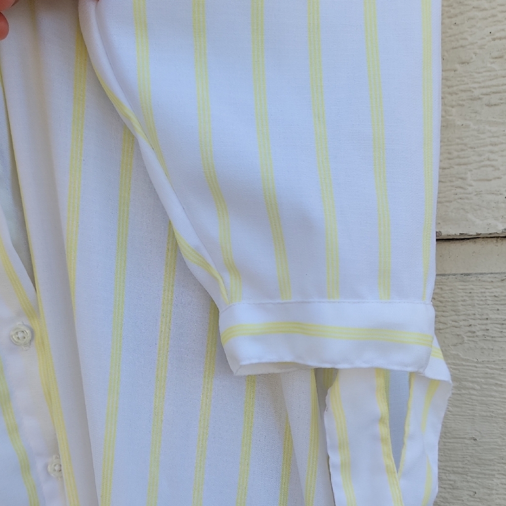Peixoto White and Yellow Striped Button-Front Dress Size One Size - Picture 9 of 12